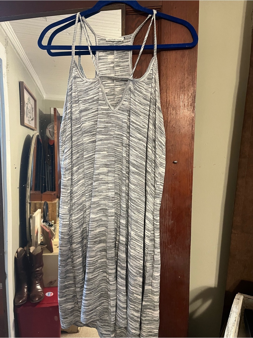 Charlotte Russe Grey Strappy V-Neck Knit Mini Dress